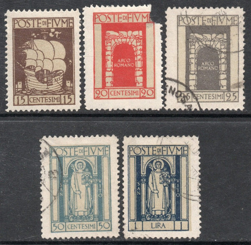 Fiume (italia) 9 Sellos Galeón = Arco Romano = Vitus 1923 
