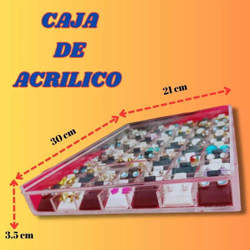 2 Caja Acrílico Organizadora De Aretes 70 Pz + Almohadillas