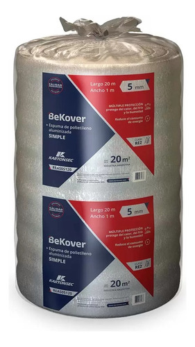 Imagen 1 de 3 de Aislante Termico Espuma De Polietileno Aluminizada 5mm 20m2