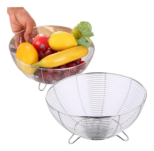 Tazón De Frutas De Encimera De Acero Inoxidable 2 Piezas