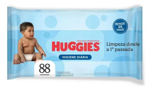 Lenço Umedecido Huggies Higiene Diária — 88 Unidades