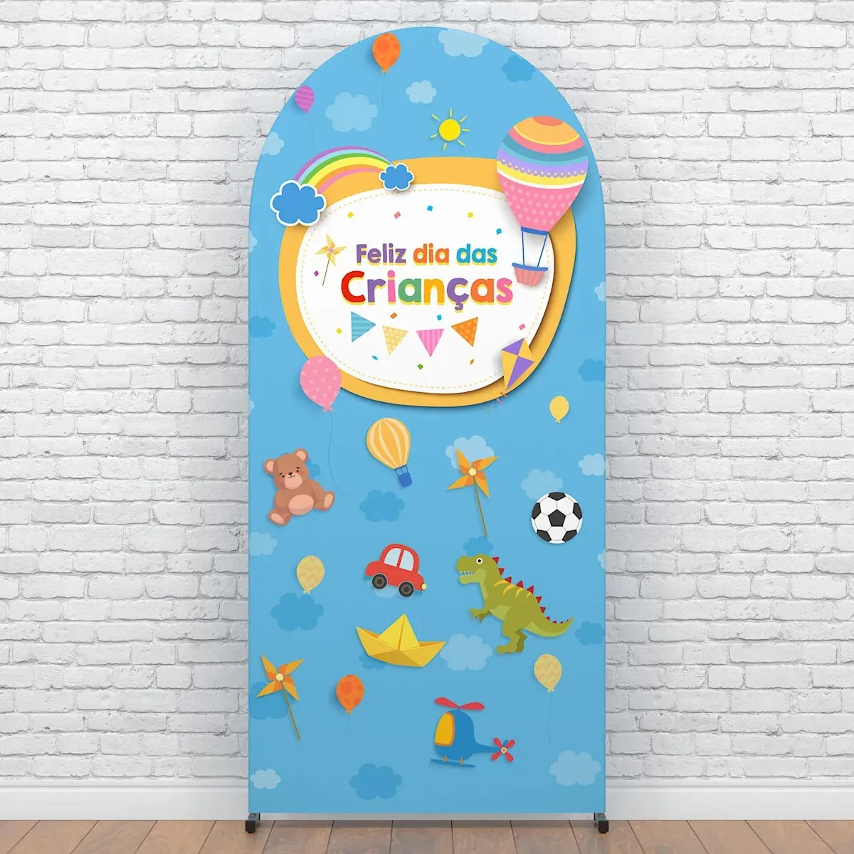 Painel Dia das Crianças Romano 2x1m Festa Brincadeiras Decoração Escola Evento Infantil Sublimado