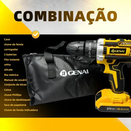 Acuuページです Parafusadeira Furadeira De Impacto Profissional 2 Baterias | Frete