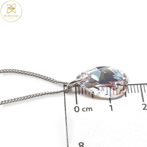 Imagen 5 de 7 de Cadena Plata + Dije Cristal Austriaco Swa Shimmer 10x16 Mm