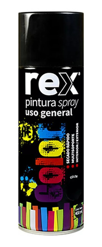 Pintura Spray General Color Negro Brillante 400 Ml Rex 60014