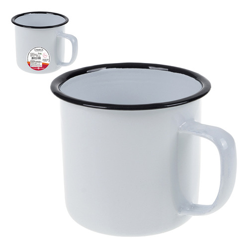 Conjunto De Canecas Kadê De Metal Esmaltado Branco De 36 U