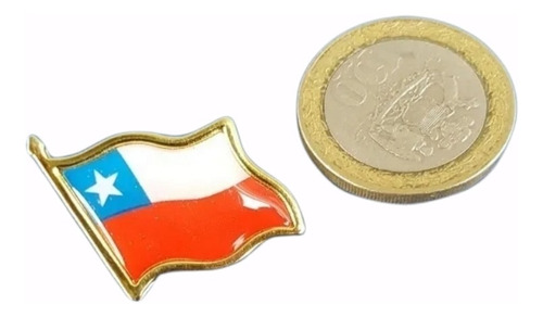 Imagen 2 de 6 de 60 X Piocha, Pin, Bandera Chilena Metálica, Botón, Chile