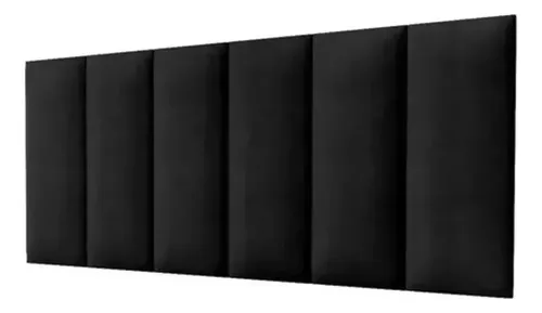 Cabeceira Cama Casal Classica Kit 7 Peças 20x45 Cm Suede Cor Preto