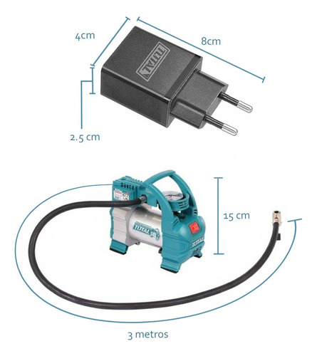 Aspiradora 0.5l 12v 7kpa Bateria Usb C+ Compresora Aire 140p