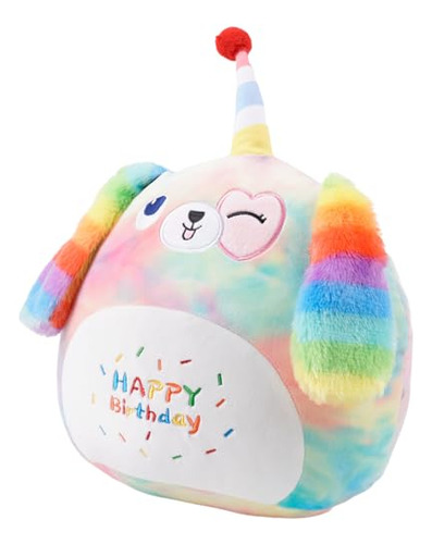 Almohada De Peluche De Perro Arcoíris 40 Cm Cumpleaños