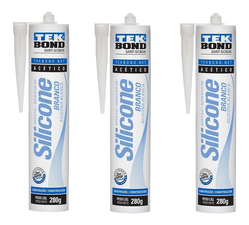 3 Silicone Acetico Branco 280g Tekbond