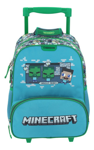 Mochila Con Ruedas Chenson, Minecraft Zombie Mc65687-9, color azul