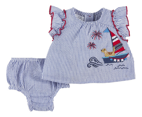 Mud Pie Juego De Pinafore Para Niñas, Velero, 0-3 Meses