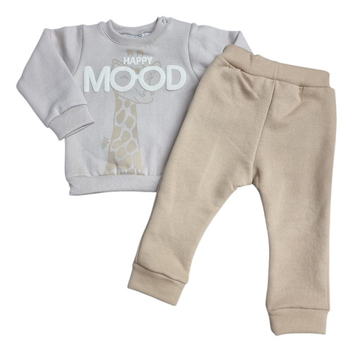 Conjunto Buzo Y Pantalon Frisado Estampado Mood 25316 Beige 36