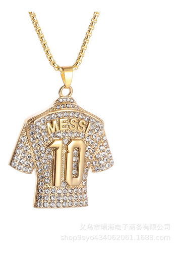 Collar Colgante Fútbol Messi 10 Jersey Engastado Con Diamant
