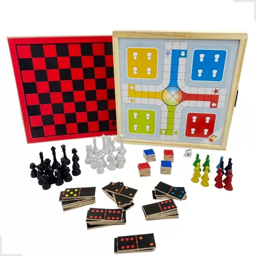 Jogo Dama E Ludo 60-236 - Com Estojo Luxo Em Madeira Mdf