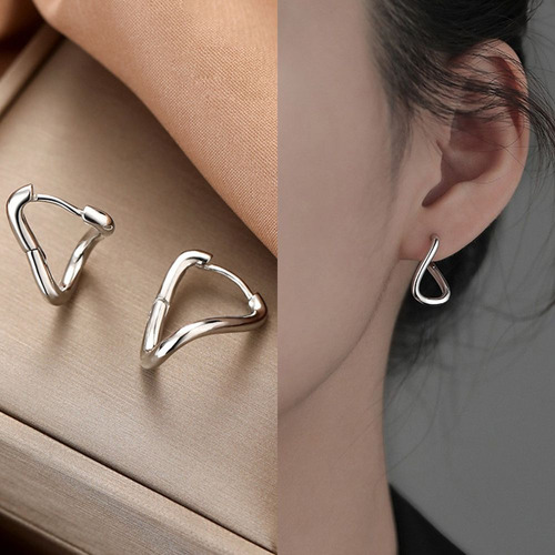 Pendientes De Aro Lisos, Góticos, De Plata De Ley 925, Para