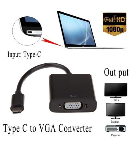 Imagen 3 de 5 de Adaptador Usb Tipo Type C 3.1 A Vga Local Caballito