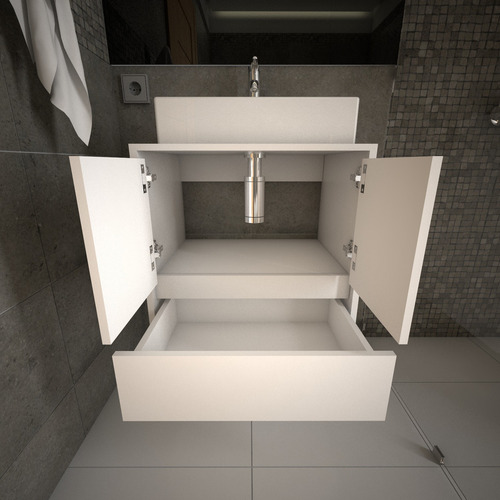 AMV mueble Vanitory flotante colgante baño para bacha apoyo blanco cantidad de agujeros para grifería sin agujeros mueble blanco Everest