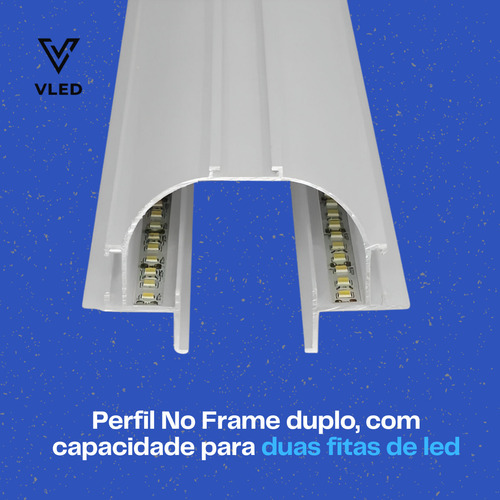 Perfil De Led Embutir No Frame Duplo C/ Iluminação Indireta