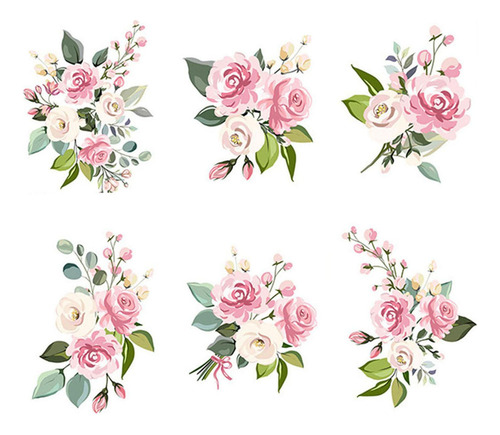6 Piezas De Calcomanías De Flores Para Pared, Elegantes Y
