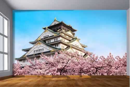 Papel De Parede Japão Castelo Flor Cereja 3d M² Ntr125