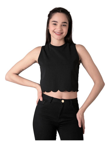 Blusa Top Corto Crop Moda Corte Ondulado Playa Ombliguera Sh
