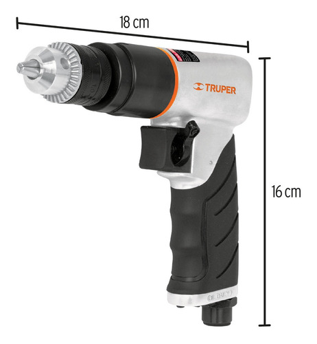 Taladro Neumático Reversible 3/8 Truper 19368 Color Plateado Frecuencia na