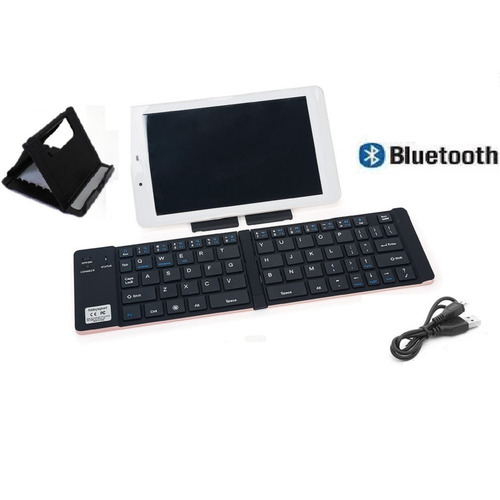 Imagen 8 de 10 de Mini Teclado Bluetooth Plegable Aluminio Base Celular Tablet