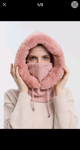 Sombrero Rosa Super Abrigado Lana Y Piel Invierno Kawaii Rosa Unitalla