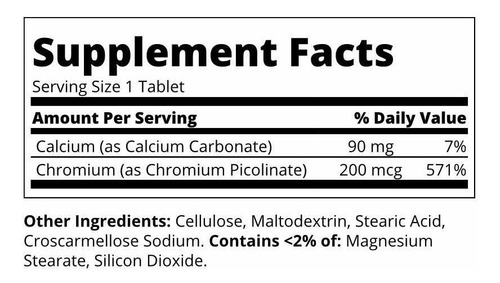 Picolinato De Cromo 100 Tabs 200mcg Importado 21st Century
