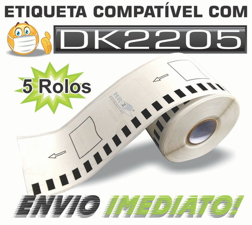 5rls Etiqueta Compatível À Impressora Dk2205 62mmx30m Ql570