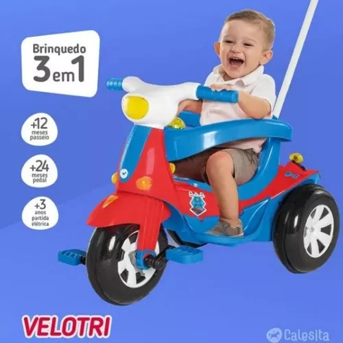 Triciclo Elétrico Infantil 3 Em 1 Velotri Azul - Calesita 1023