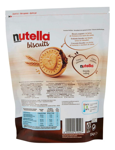 Nutella Biscuits Galletas Rellenas Bolsa Importada 304grs.