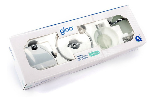 Imagen 6 de 8 de Set De Accesorios Baño Metálicos 5 Piezas Línea Salvinia