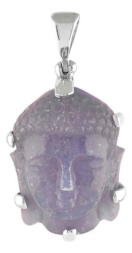 Dije Buda Calcedonia Morada En Plata De Ley Color Lavanda
