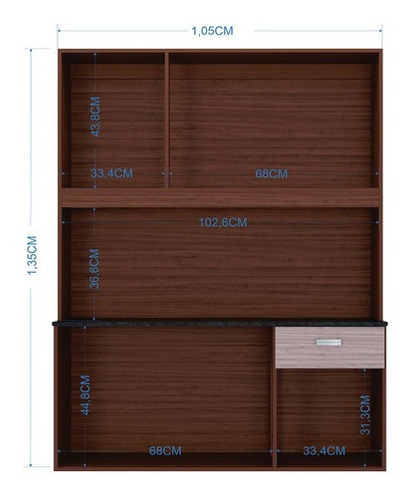 Imagen 3 de 3 de Alacena Mueble Auxiliar Cocina Lili 6 Puertas Capuchino