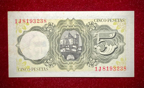 Billete 5 Pesetas España 1951 Pick 140 A.3 Sin Circular Unc