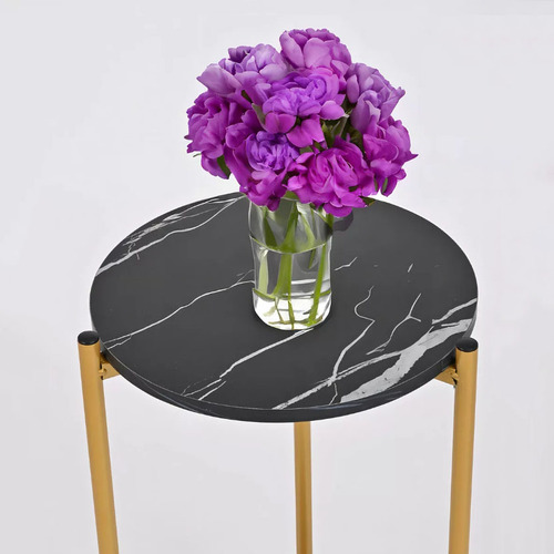 Mesa Mesas Centro Minimalista Auxiliar Redonda Sala Moderna Negro