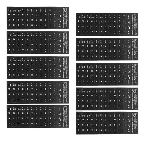 Pegatinas De Teclado Con Letras Blancas Españolas, 10 Unidad