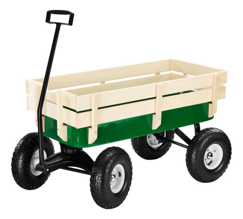 Carreta Vagon Color Rojo P/ Niños C/ Llantas Todo Terreno Color Verde
