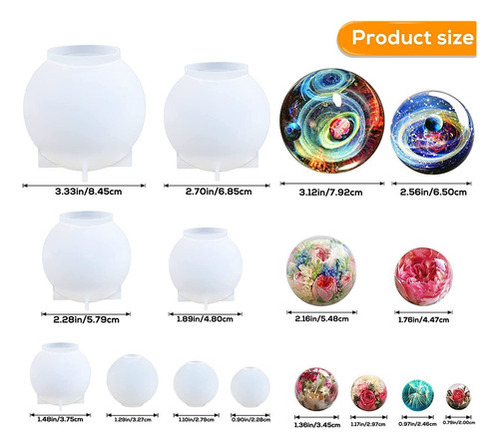 8 Piezas Moldes De Silicona De Esfera Moldes Resina De Bola
