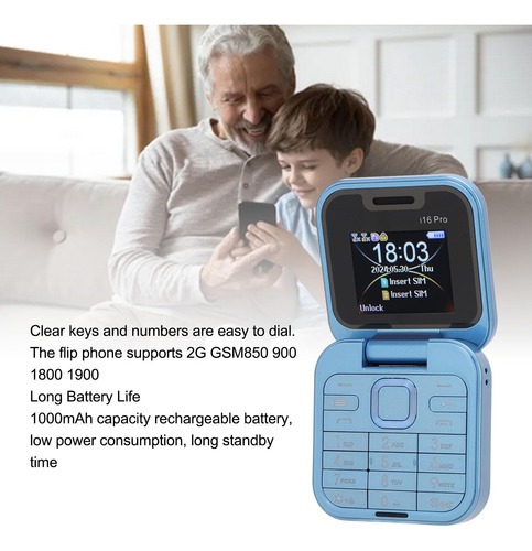 Flip Phone, Mini 2g Flip Cell Phone 2 Tarjeta Sim Teléfono Celular Para Personas Mayores Con Linterna Led, Cámara Trasera Hd, Radio Fm, Lista Negra,
