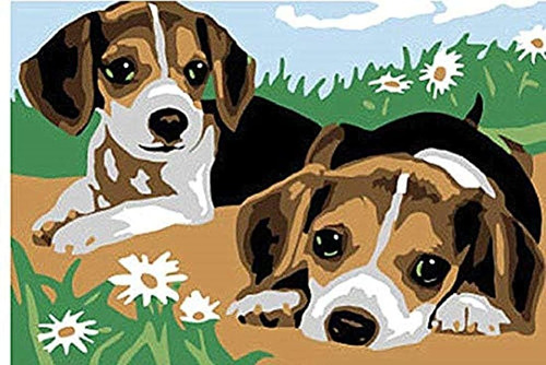 Pintura Por Números Para Niños, Dos Perros, Cachorros