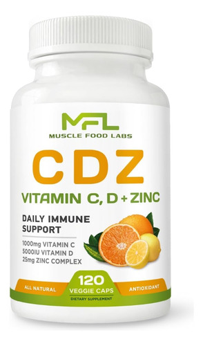 Muscle Food Labs | C D Z | Vitamina C, 1000 Mg | Vitamina D3
