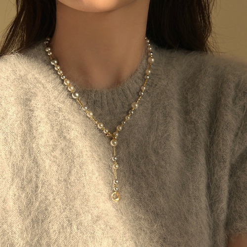 Suéter Vintage De Otoño-invierno Con Cadena Larga Y Collar D