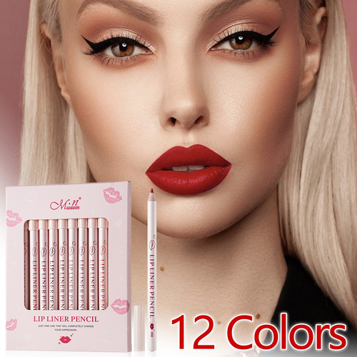Juego De Lápices Labiales Mate De 12 Colores E, Fácil De Usa