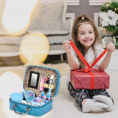 21 Pcs Juego De Maquillaje Lavable De Niñas Estuche Set