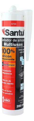 5 Pzs Sellador Transparente De Silicón Santul 280ml