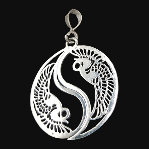 Medalla Pavo Real Yin Yang Plata 4,5 X 3,5 Cm 7 Gr Art 907